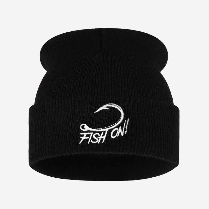 หมวกบีนนี่ปักลายปลาตกปลาสำหรับ - Beanie Cuffed Knit บทวิจารณ์และราคา