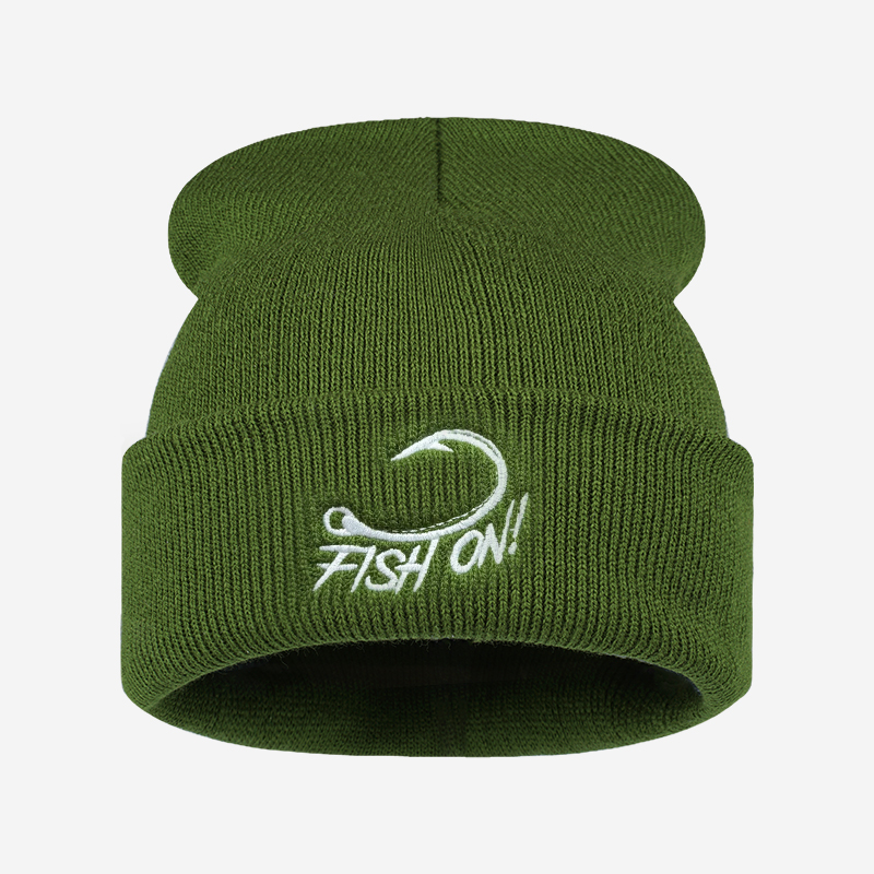หมวกบีนนี่ปักลายปลาตกปลาสำหรับ - Beanie Cuffed Knit บทวิจารณ์และราคา
