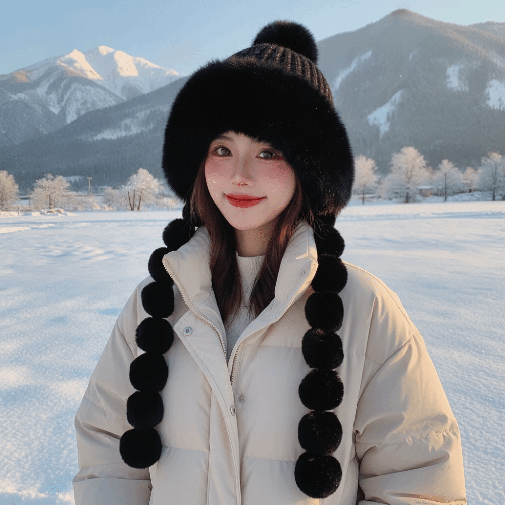 หมวกไหมพรมลายทางบุขนแกะพร้อมพู - Trapper Hat Ear Flap บทวิจารณ์และราคา