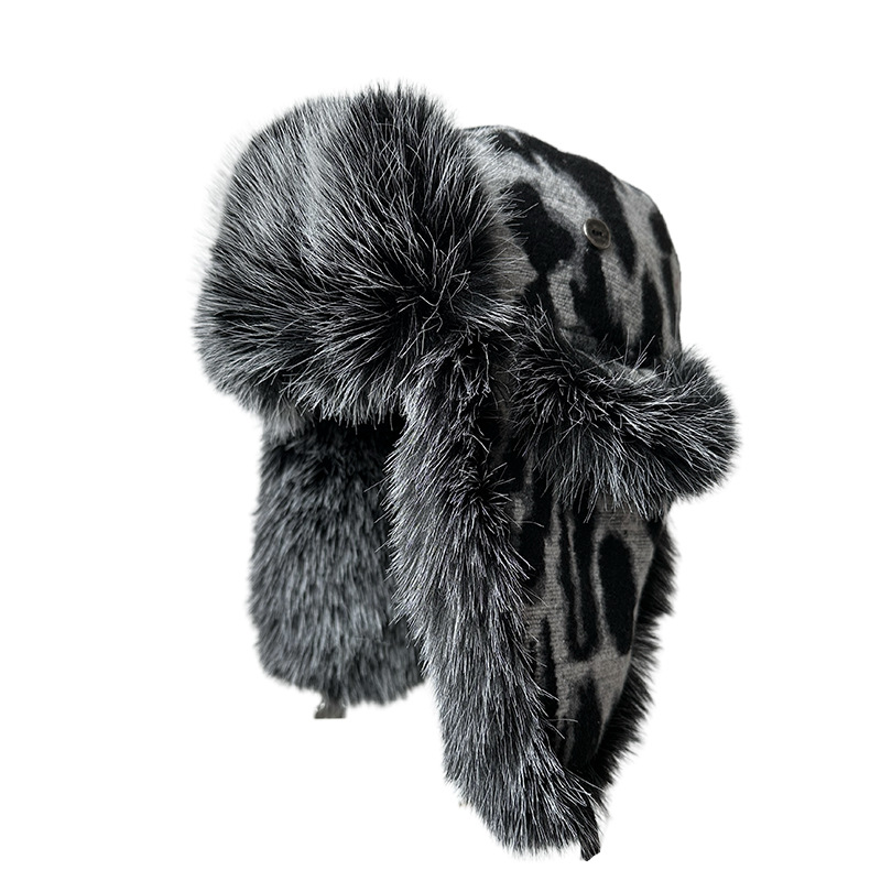 หมวกกันหนาวลายเสือดาวสำหรับผู้ - Trapper Hat Ear Flap บทวิจารณ์และราคา